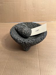 Cast Volcanic Stone Footed Mortar & Pestle