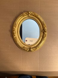 Very Nice Decorative Floral Embellished Oval Giltwood/Composite Wall Mirror