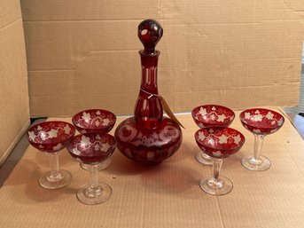 Estate Group Bohemian Cranberry Glass Items