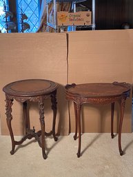 Two Continental Carved Walnut Occasional/Side Tables, Victorian Style