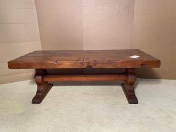 Rustic Pine Trestle Form Bench/Low Table