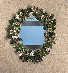 Continental Polychromed Metal Oval Mirror