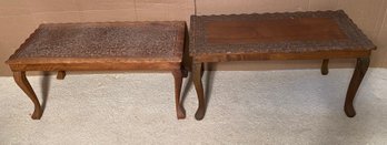 Two Near Eastern Style Carved Hardwood Low Occasional Tables