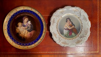 Two Continental Porcelain Pictorial Chargers