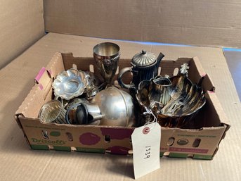 Estate Group Various Silver Plated Items, Box Lot