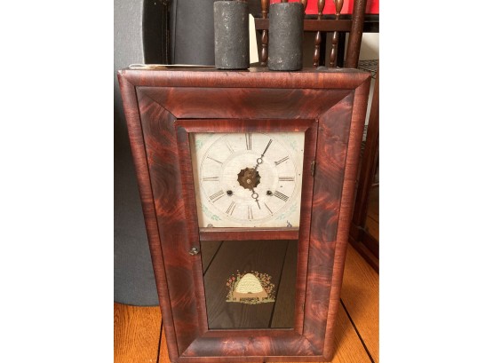 Antique Ansonia Mahogany Ogee Framed Mantle Clock