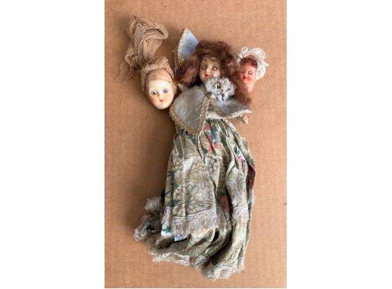 Small Female Doll, Two Doll Heads - Doll & One Head With Sleepy Eyes