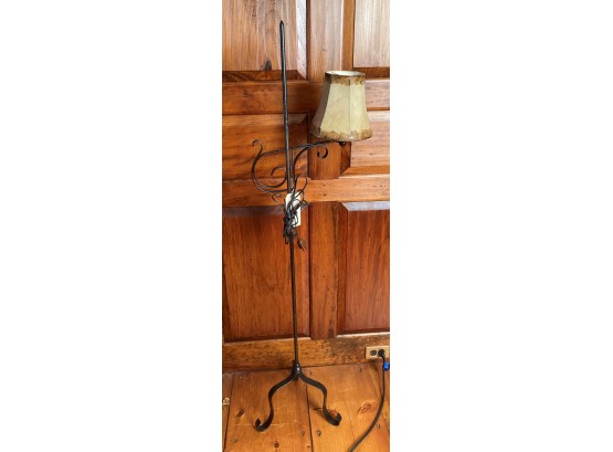 Wrought Iron Tripod Base Standing Lamp, Cantilevered Light Arm
