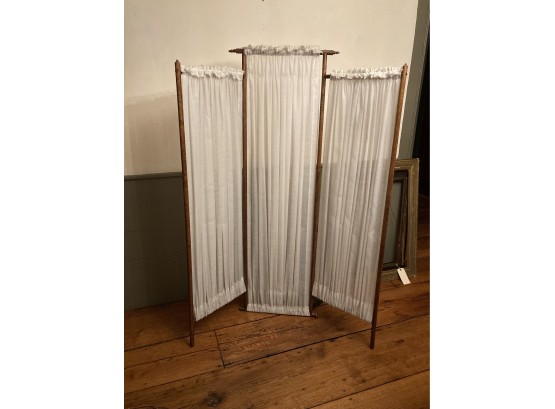 Victorian Three Panel Upholstered Folding Privacy Screen