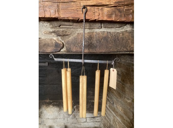 Wrought Iron 'T' Form Hearth Hanging Rack