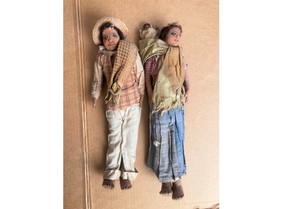 Pair Vintage Stuffed Cloth Native/Southwest American(?) Dolls
