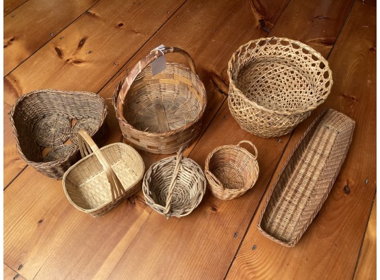 Estate Collection Seven Small Baskets, Various Shapes & Sizes