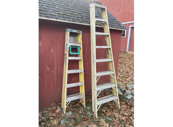 Two Well Worn/Used Werner Fiberglass Step Ladders, 6' & 8'