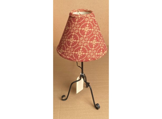 Small Black Painted Wrought Iron Tripod Base Table Lamp
