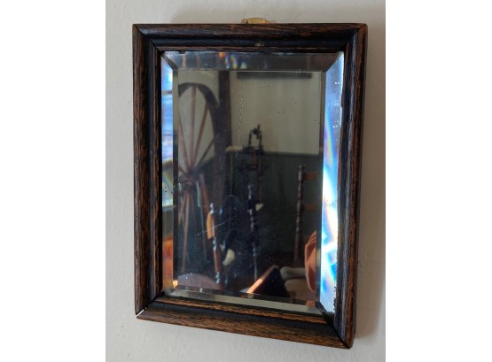 Interesting Small Molded Wood Framed Mirror, Beveled Glass Plate, 19th C.