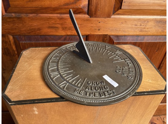 Traditional Style Cast Metal Round Sundial, Legend & Roman Numeral Dial