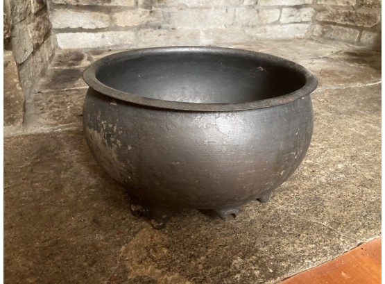 Vintage Multi-Footed Large Steel Cooking Pot, Fitted With Drain Hole