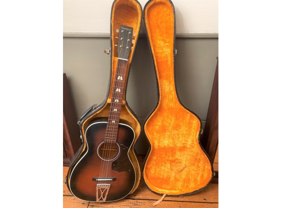 Vintage Harmony Six String Guitar, Model H-6130, Hard Case