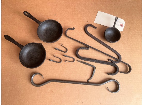 Estate Collection Small Iron Hearthwares, Eleven Pieces Total