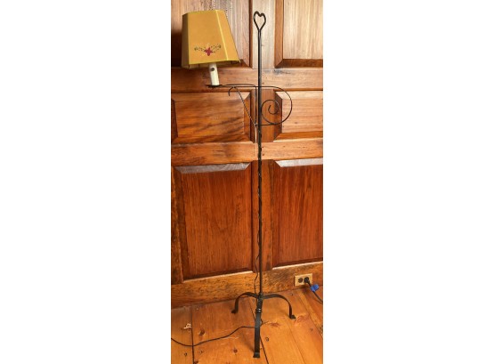 Wrought Iron Tripod Base Standing Lamp, Arched Base, Heart Form Top