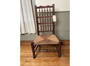 Antique English Spindle Back Rush Seat Side Chair