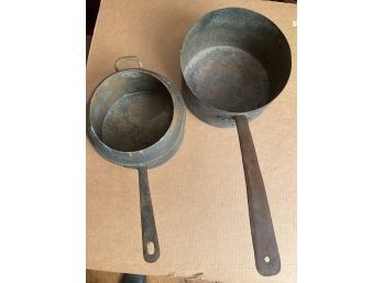 Two Vintage Copper Cooking Pots