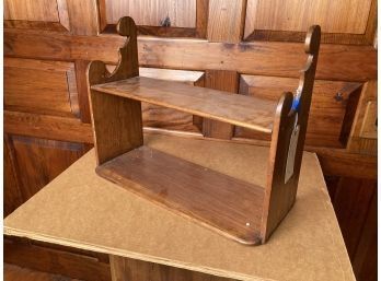 Small American Primitive Country Pine Hanging Shelf, Nice Side Cutout