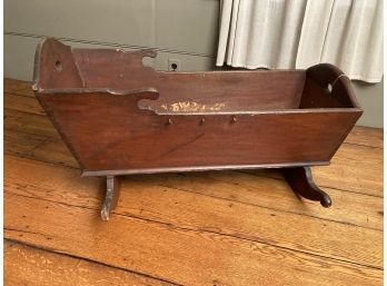 Nice American Country Red Painted Pine Child's Cradle, 19th C.