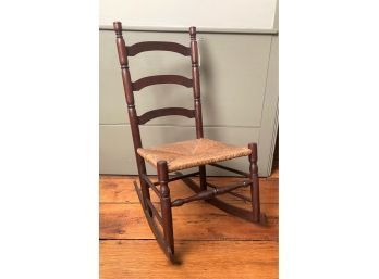 American Country Slat Back Rocking Chair, Deep Red/Brown Paint, 19th C.