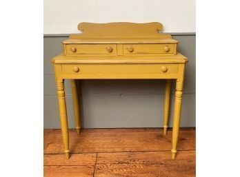 American Country Sheraton Yellow Painted Dressing Table, 19th C.