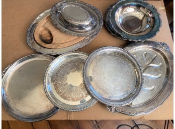Estate Group Nine Silver Plated Trays