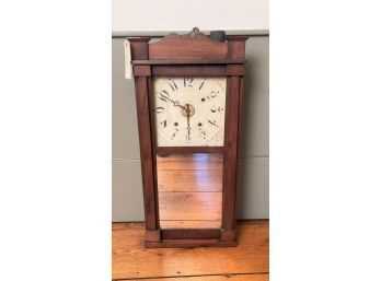 Antique American Country Mahogany Cased Mantle Clock, Partial Label