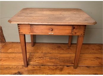 American Country Pine & Maple Tap Table, Notched Corner Top