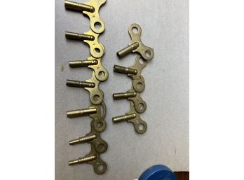 Brass Clock Keys 1, 2, 4, 5, 6, 7, 9, 11, 13, 14, 16