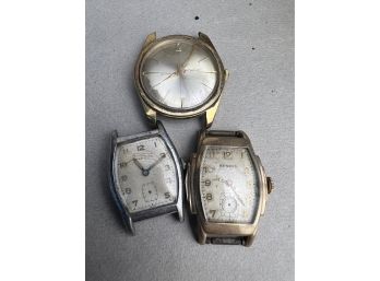 3x Vintage Benrus Wristwatch Lot Deco
