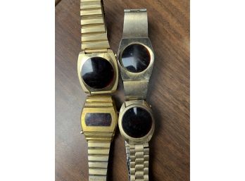 4x Gold Tone LED Digital Watch Lot