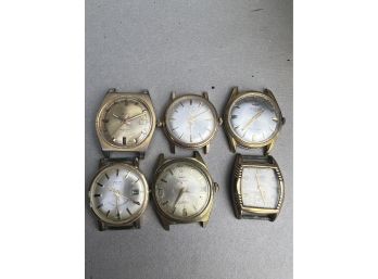 6x Vintage Wristwatch - Elgin, Orvin, Waltham