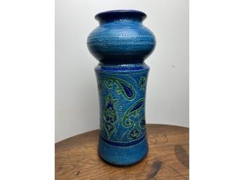 Aldo Londi Bitossi Pottery Vase Rosenthal Netter Italy Rimini Blue Paisley