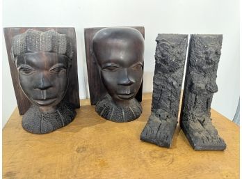 Bookends- African Carved And Brutalist
