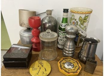 Vintage Kitchen Lot- Orskov Denmark, Italy Mocha Pot, Brooklyn Museum, Pottery Wine Holder, Dry Cinzano