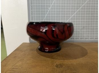 Mid-century Vase Red/black Glass