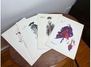 Vtg Air France Theatrical Costume Drawings