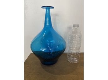 Mid-century Blue Vase Signed
