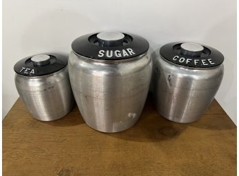 Aluminum Cannister Set- Tea Sugar And Coffee