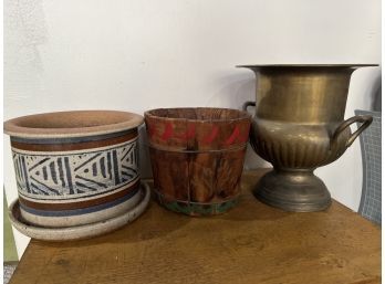 3x Vintage Planters Vases Pottery