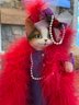 Vintage Heather Hykes Catnip Collection Doll Molly Red Hat Purple Dress