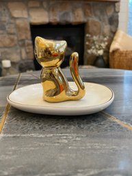 Golden Cat Ring Holder Dish