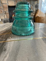 Vintage Glass Insulator - Turquoise