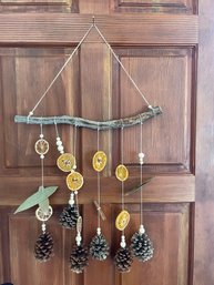 Pine Cone And Wood Large Door Hanger - Natural