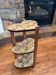 Vintage Comic 3 Tiered Heart Side Table